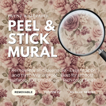 Mauve Rose Floral Wallpaper: Romantic Botanical Wall Mural