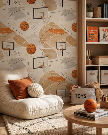 Kids Basketball Wallpaper: Court Wall Mural for Boys Room