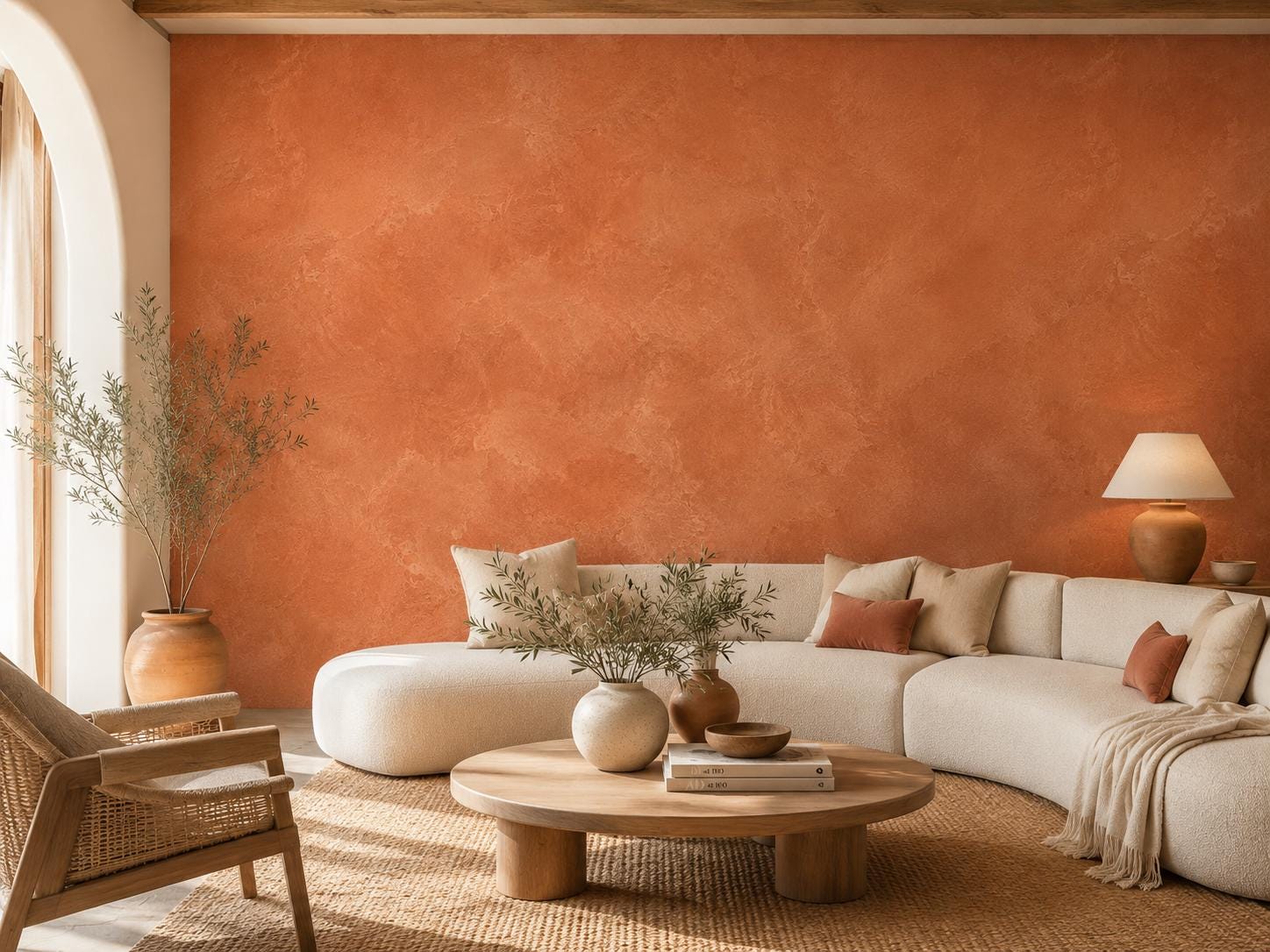 Terracotta Plaster Wallpaper: Warm Clay Wall Mural