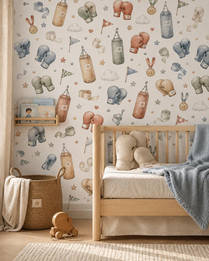 Boxing Glove Wallpaper: Sports Nursery Wall Mural