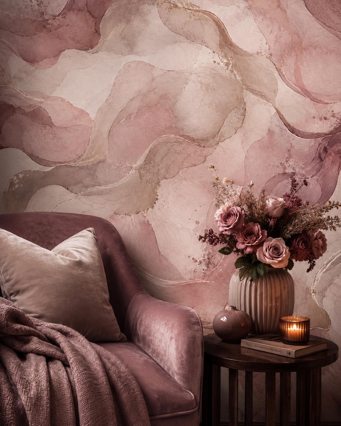 Mauve Rose Floral Wallpaper: Romantic Botanical Wall Mural