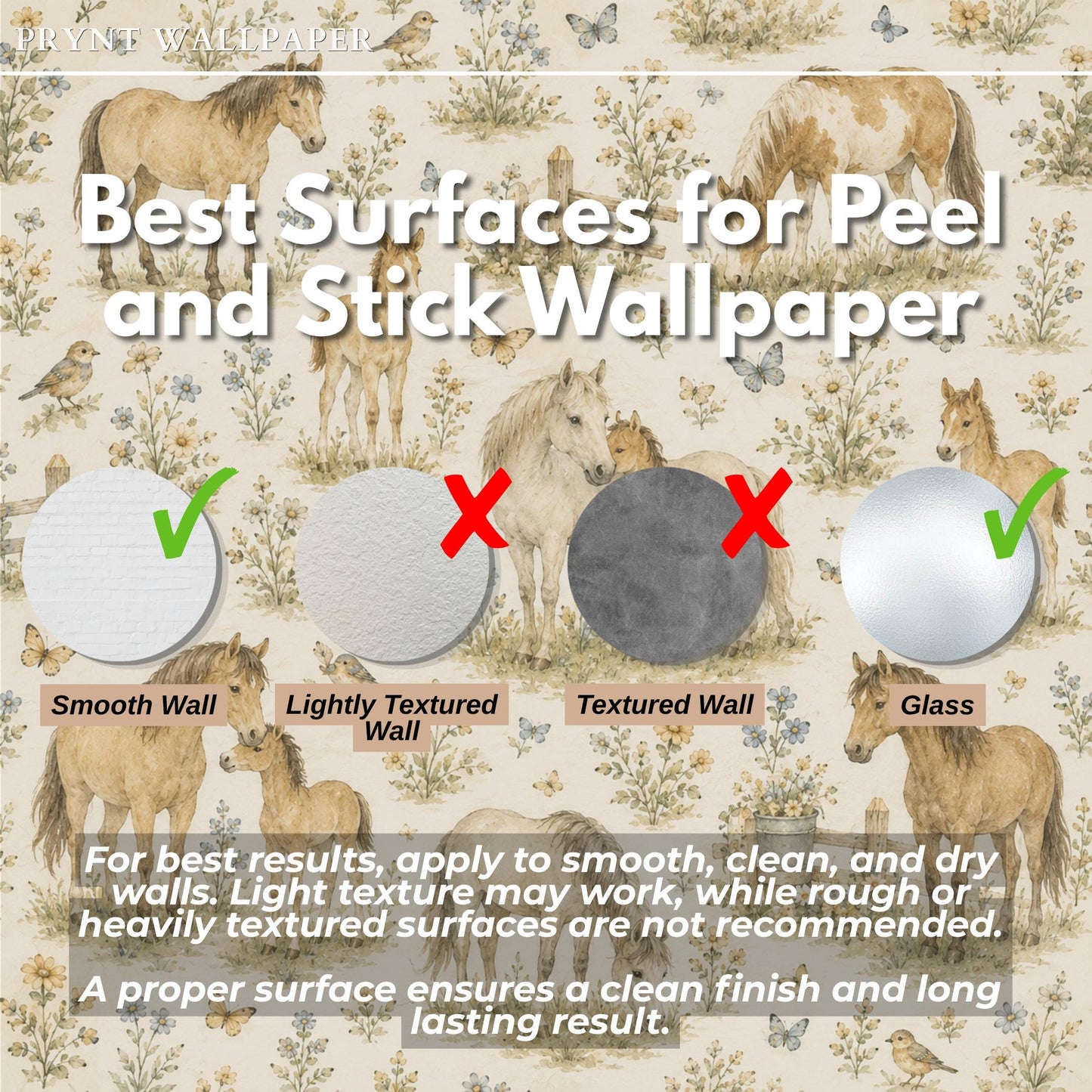 Vintage Horse Meadow Wallpaper: Countryside Nursery Wall Mural
