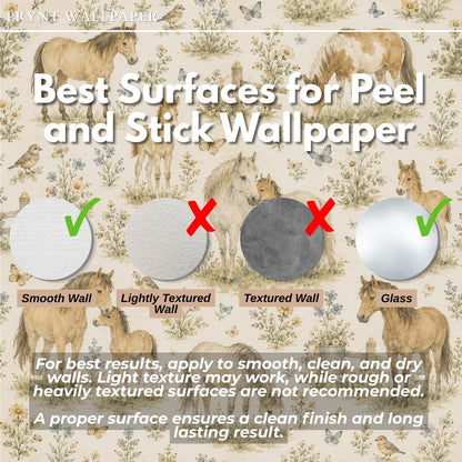 Vintage Horse Meadow Wallpaper: Countryside Nursery Wall Mural