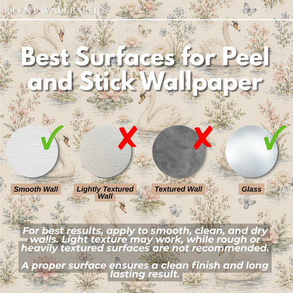 Swan Lake Floral Wallpaper: Elegant Nursery Wall Mural