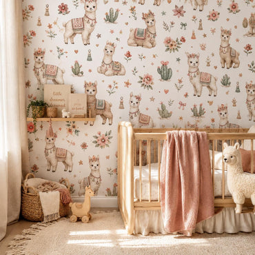 Llama Wallpaper: Boho Animal Nursery Mural