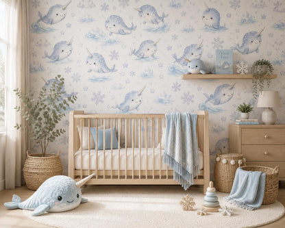 Narwhal Arctic Wallpaper: Ocean Animal Nursery Mural