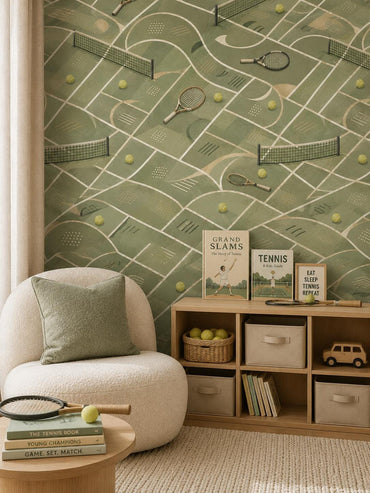 Kids Tennis Wallpaper: Court Wall Mural for Kids Room