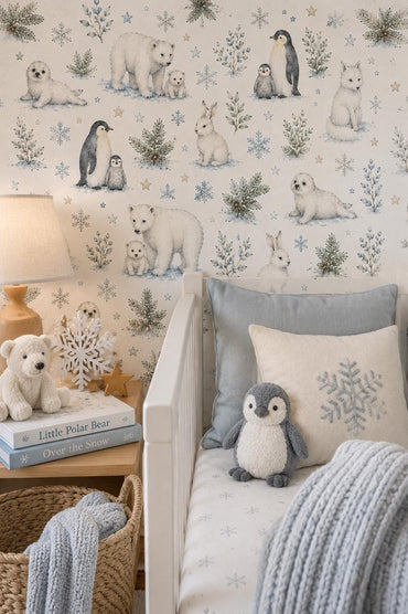 Snow Animal Wallpaper: Arctic Nursery Wall Mural