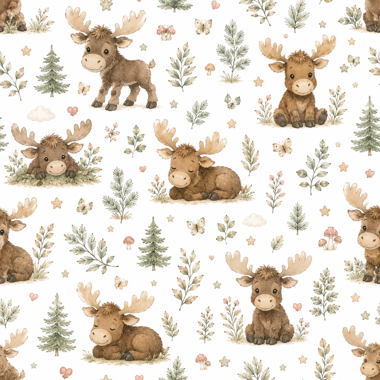Moose Woodland Wallpaper: Forest Nursery Animal Wall Mural