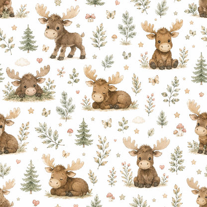 Moose Woodland Wallpaper: Forest Nursery Animal Wall Mural