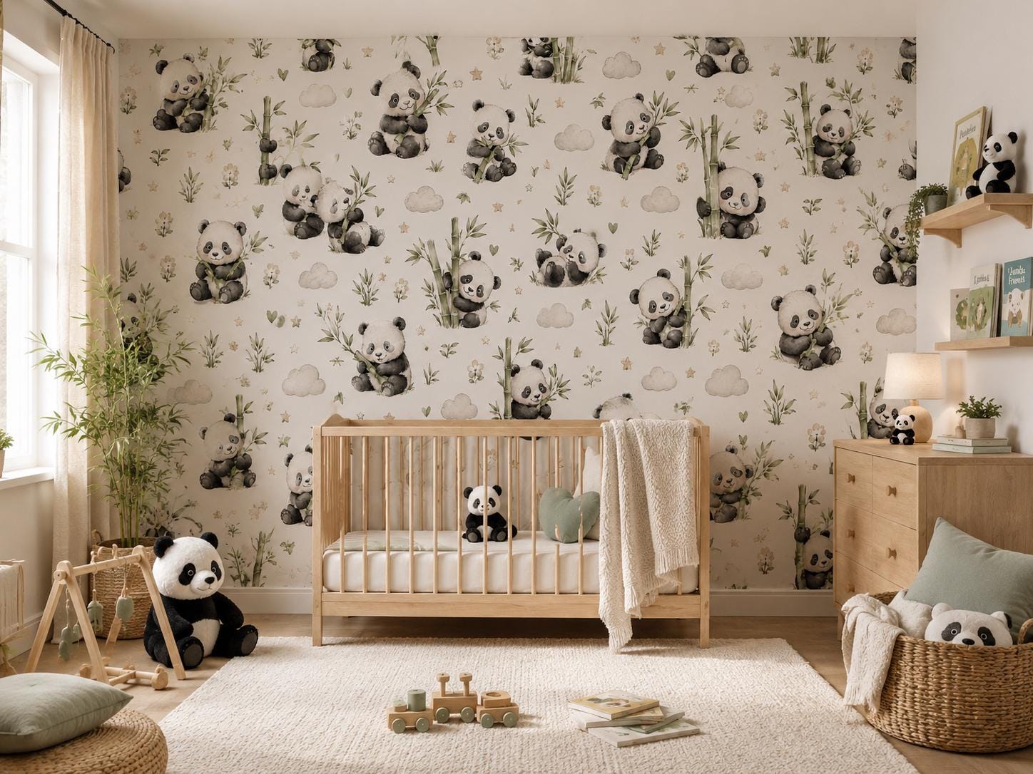 Panda Wallpaper: Bamboo Nursery Wall Mural