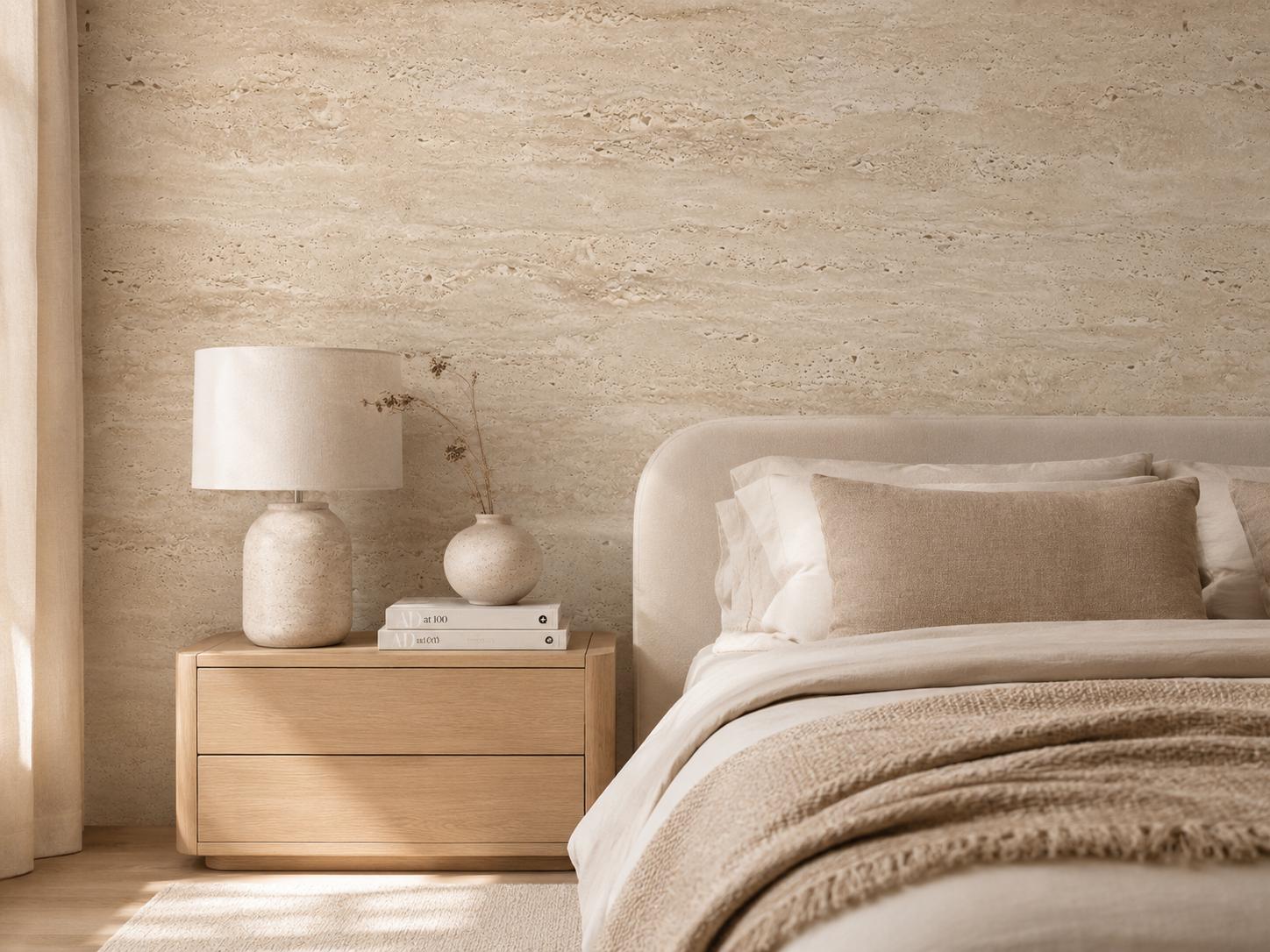 Travertine Stone Wallpaper: Cream Natural Wall Mural