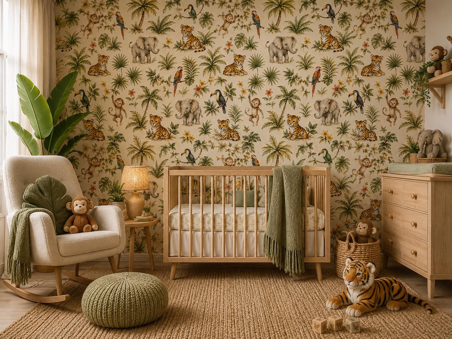 Jungle Animal Wallpaper: Safari Nursery Wall Mural