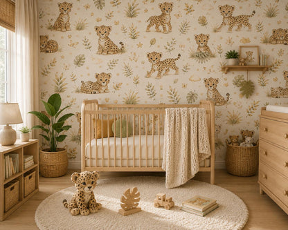 Cheetah Cub Wallpaper: Safari Animal Nursery Wall Mural