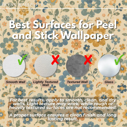 Retro Blue Floral Wallpaper: Groovy Vintage Wall Mural
