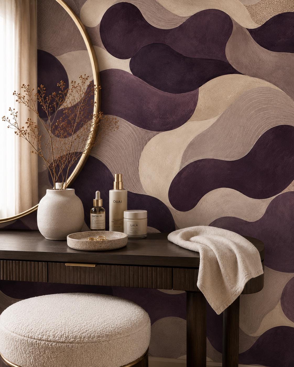 Aubergine Abstract Wallpaper: Deep Plum Wall Mural