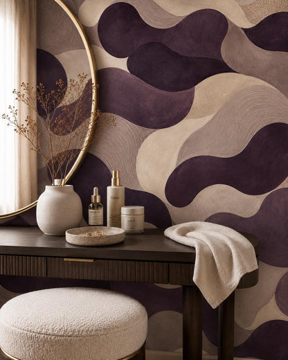 Aubergine Abstract Wallpaper: Deep Plum Wall Mural