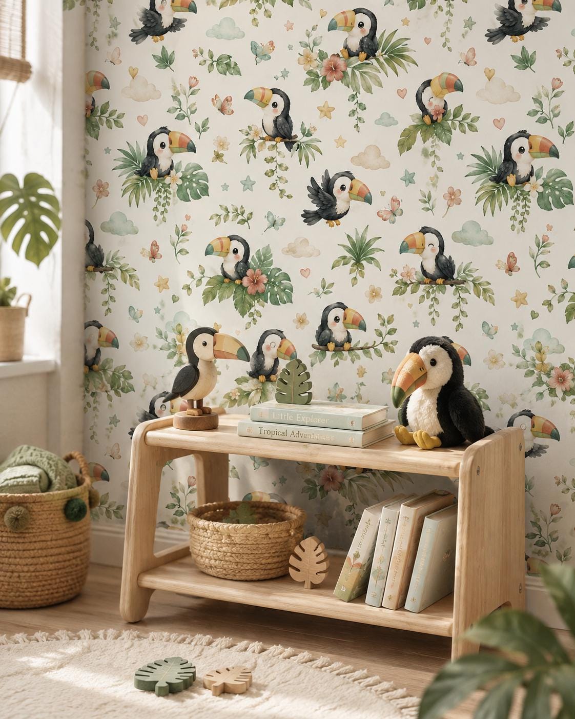 Toucan Tropical Wallpaper: Jungle Bird Nursery Wall Mural