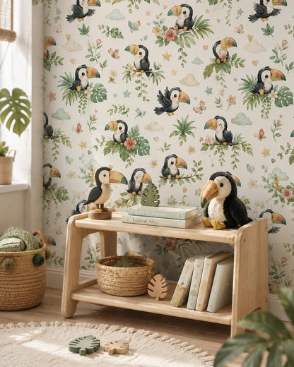Toucan Tropical Wallpaper: Jungle Bird Nursery Wall Mural