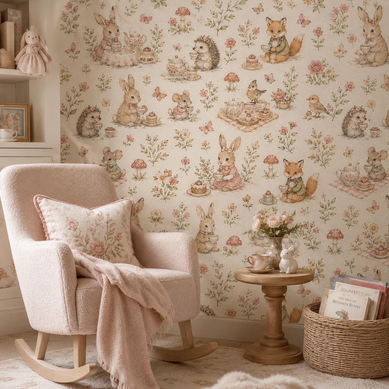 Garden Tea Party Animal Wallpaper: Whimsical Nursery Wall Mural