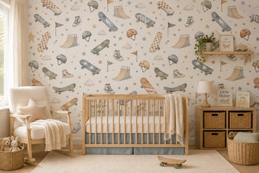 Skateboard Nursery Wallpaper: Custom Peel and Stick Wall Mural