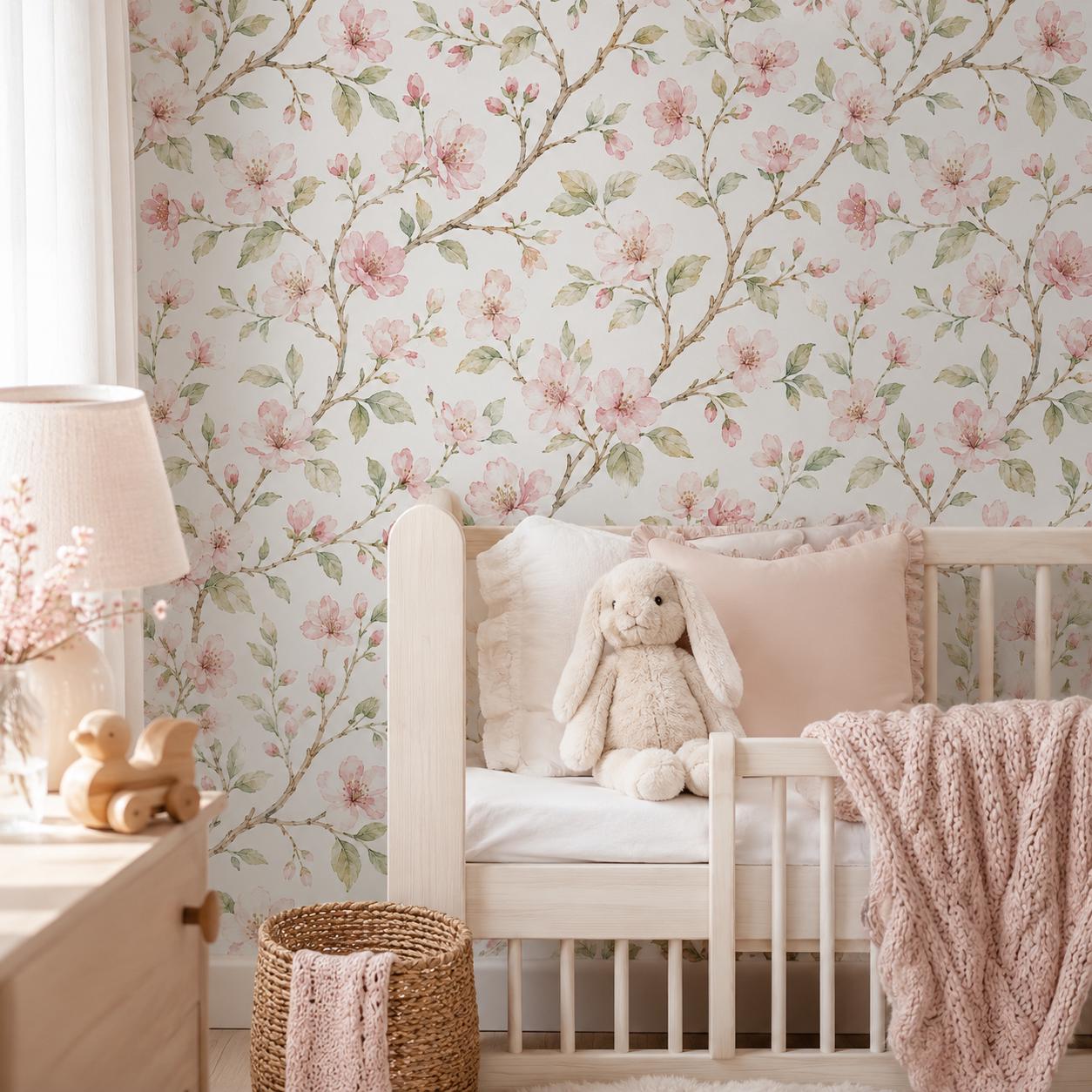 Cherry Blossom Wallpaper: White Pink Floral Wall Mural