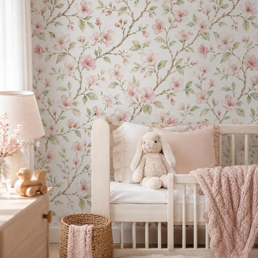 Cherry Blossom Wallpaper: White Pink Floral Wall Mural