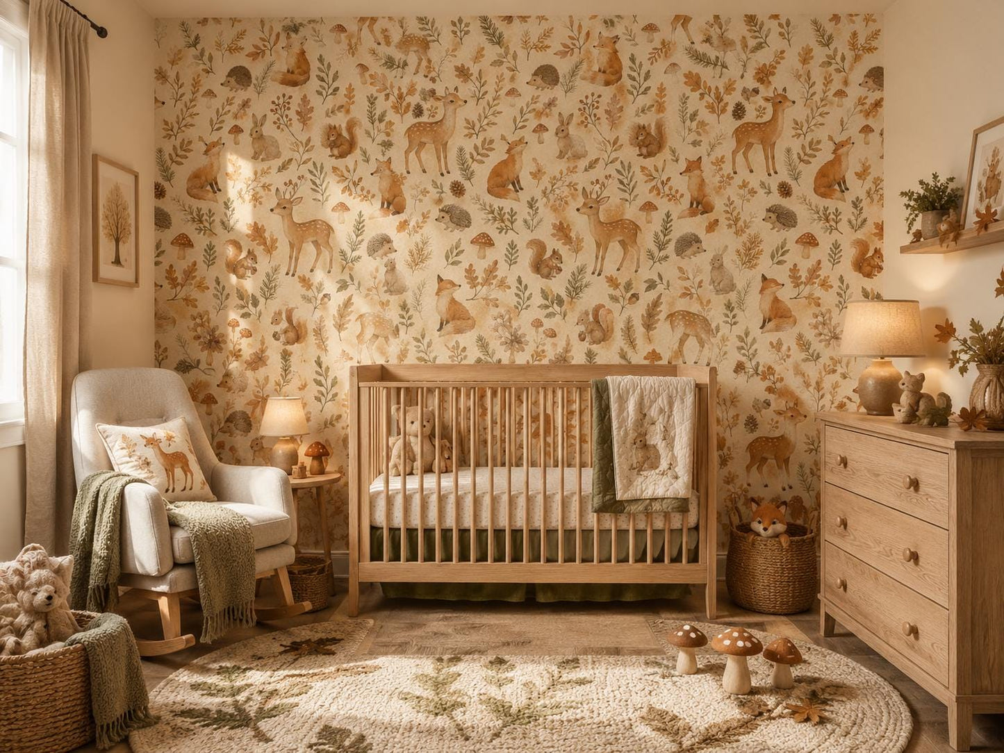 Autumn Woodland Animal Wallpaper: Cozy Forest Nursery Wall Mural
