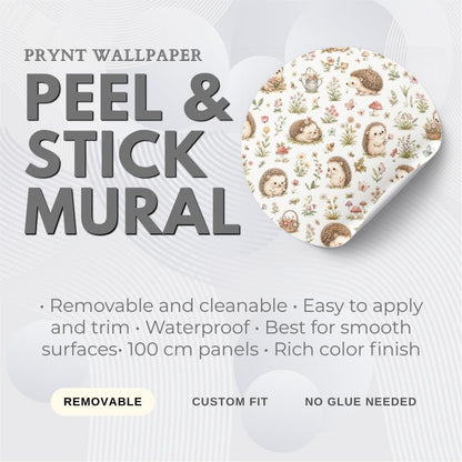 Hedgehog Garden Wallpaper: Sweet Nursery Wall Mural