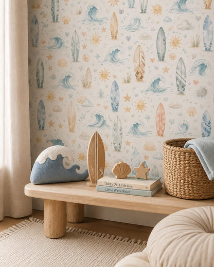 Surfboard Wallpaper: Coastal Sports Nursery Wall Mural
