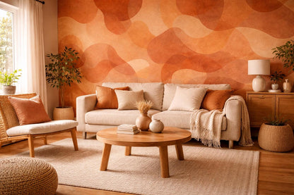Terracotta Abstract Wallpaper: Warm Boho Wall Mural