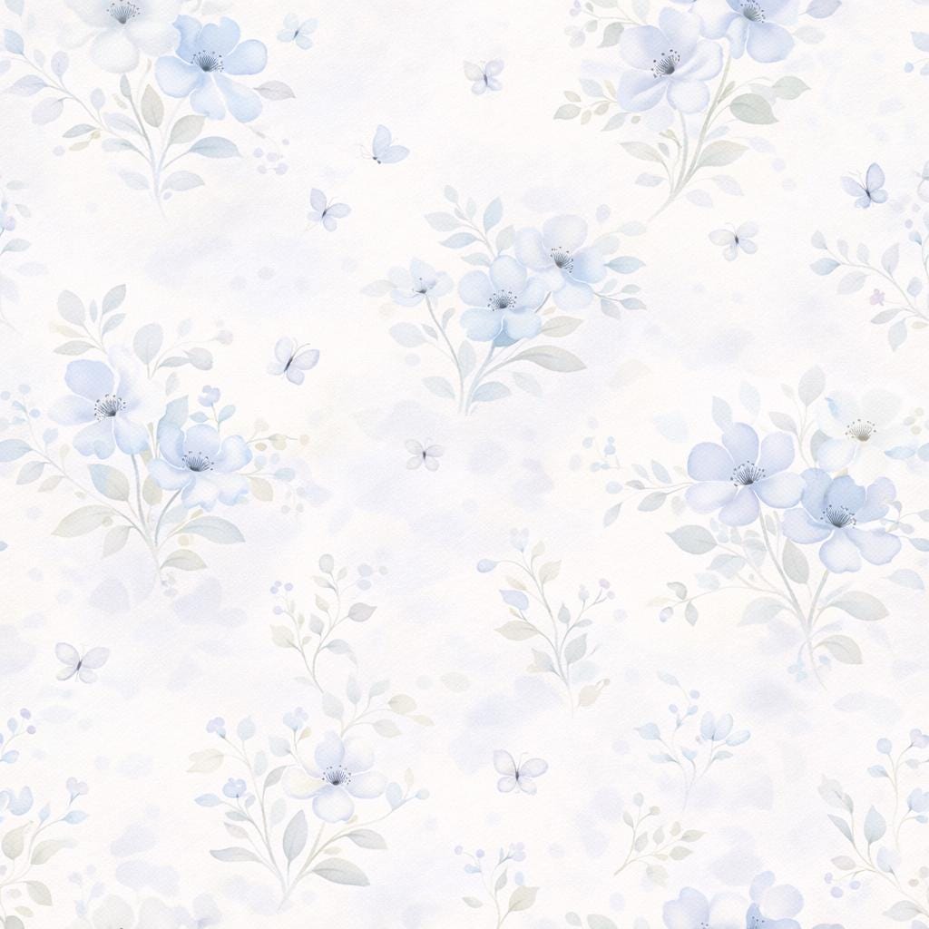 Soft Blue Floral Wallpaper: Pastel Botanical Peel and Stick Wall Mural