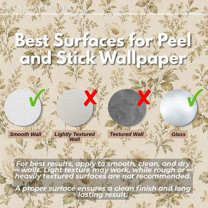 Olive Cream Floral Wallpaper: Vintage Botanical Wall Mural