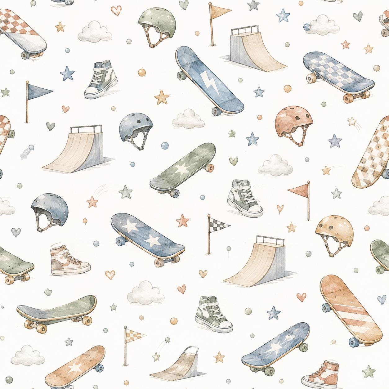 Skateboard Nursery Wallpaper: Custom Peel and Stick Wall Mural