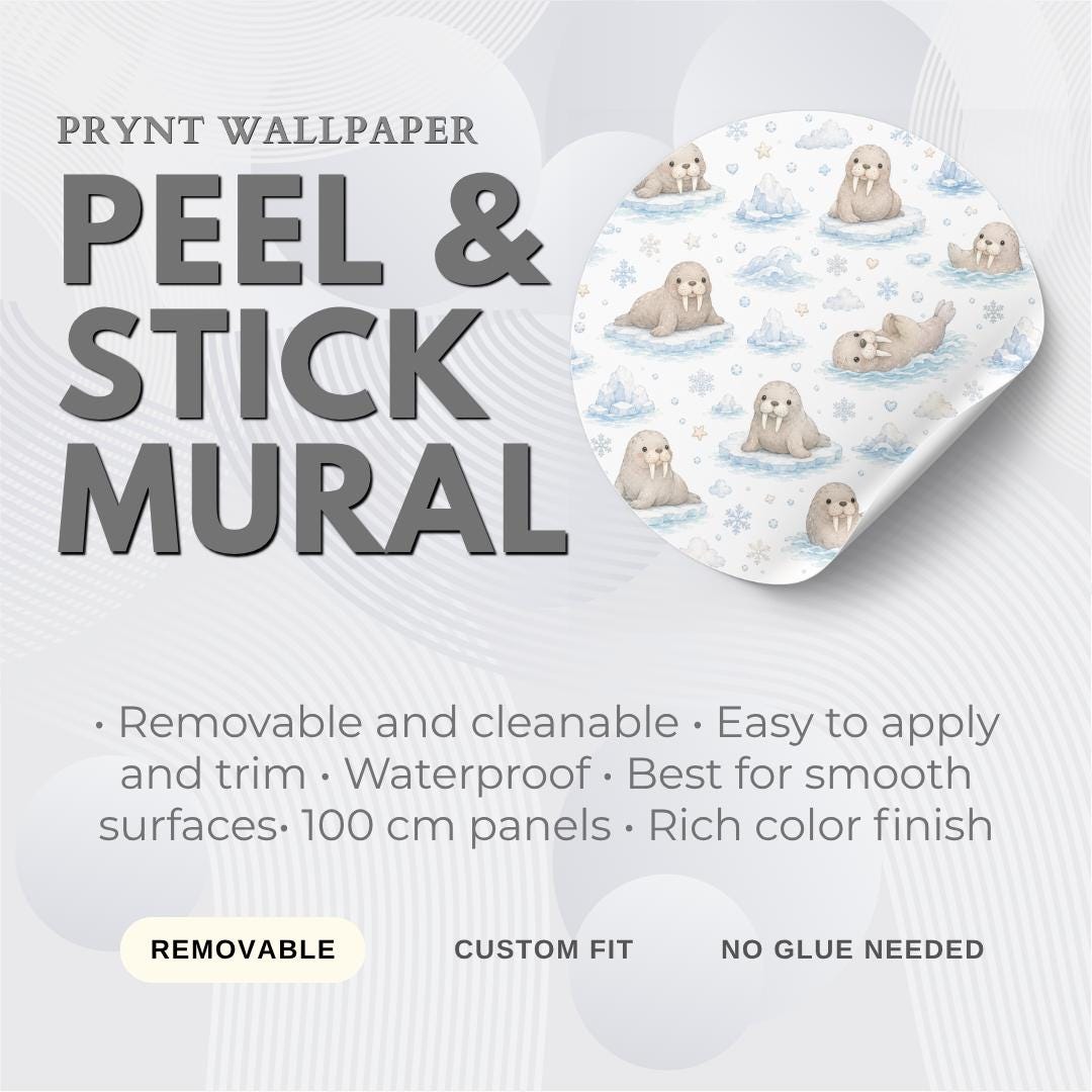 Walrus Arctic Wallpaper: Winter Animal Nursery Wall Mural