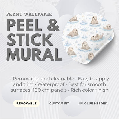Walrus Arctic Wallpaper: Winter Animal Nursery Wall Mural