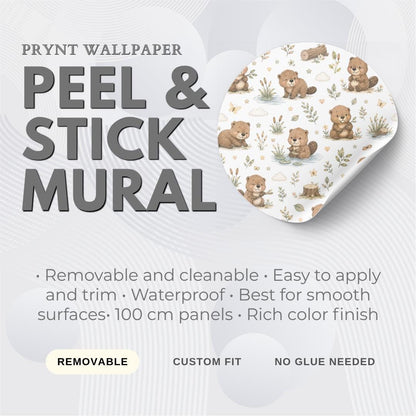 Beaver River Wallpaper: Woodland Animal Nursery Mural