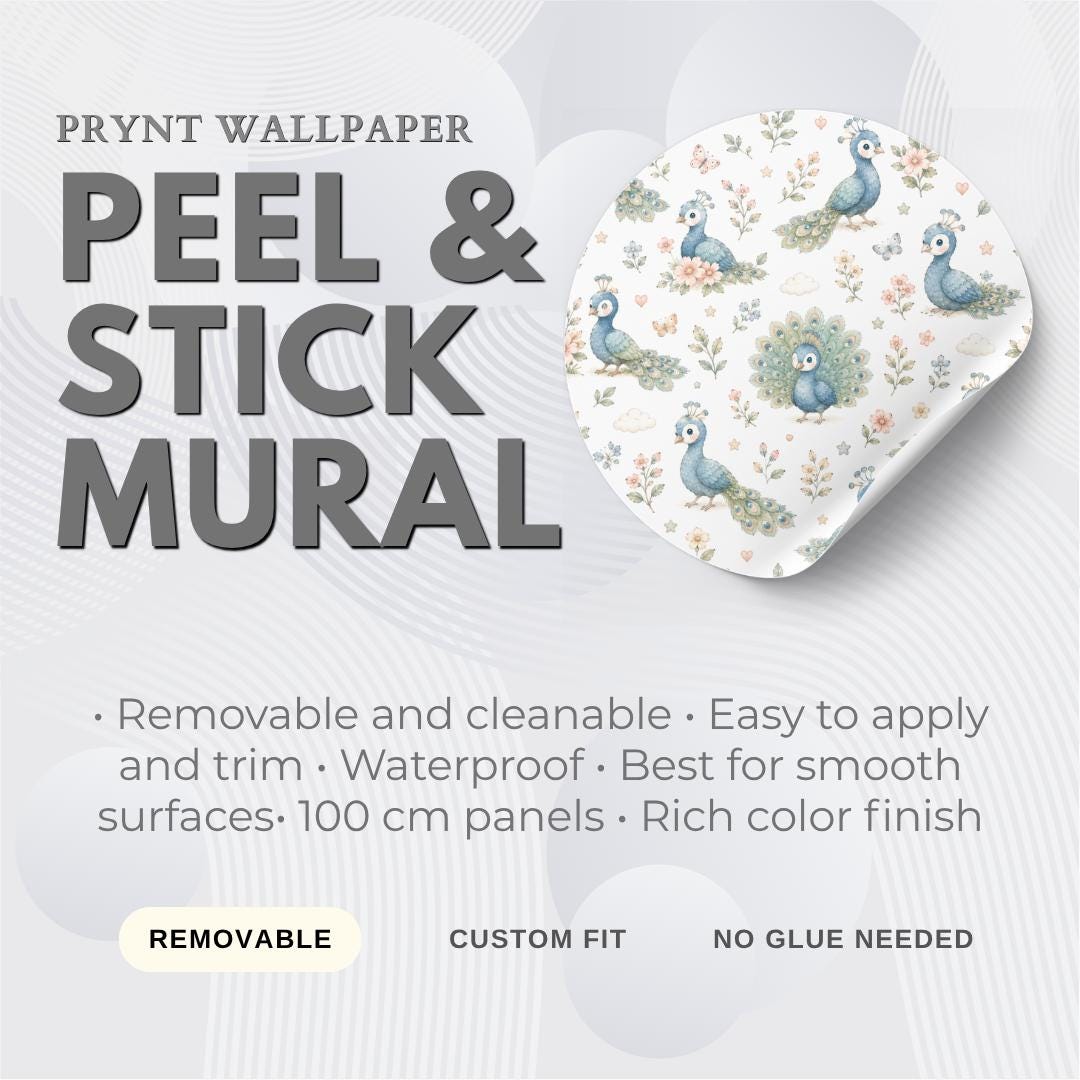 Peacock Garden Wallpaper: Floral Bird Nursery Wall Mural