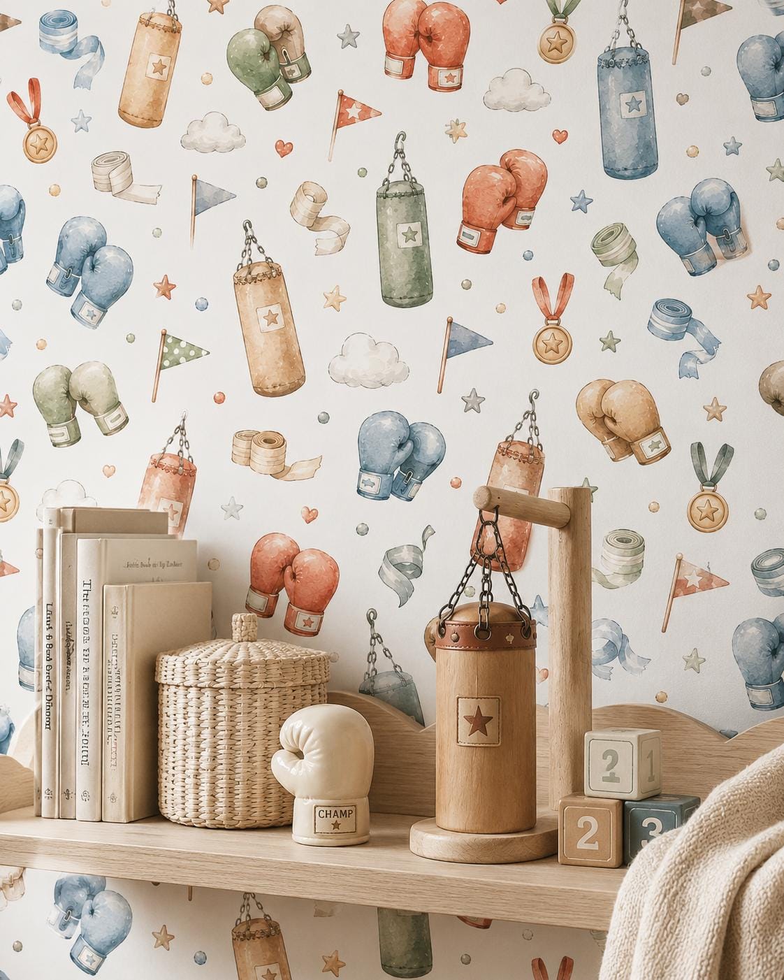 Boxing Glove Wallpaper: Sports Nursery Wall Mural