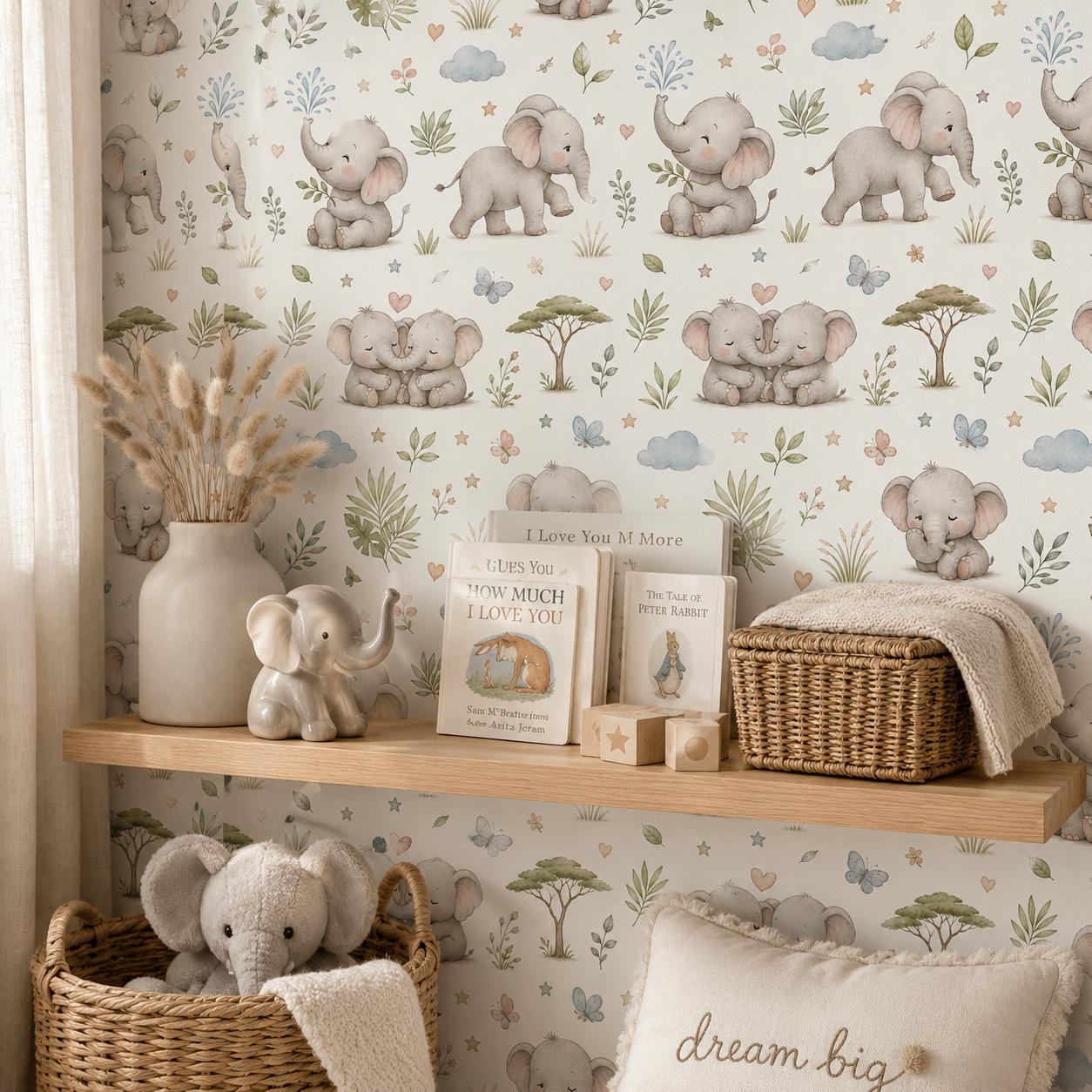 Elephant Wallpaper: Safari Nursery Wall Mural
