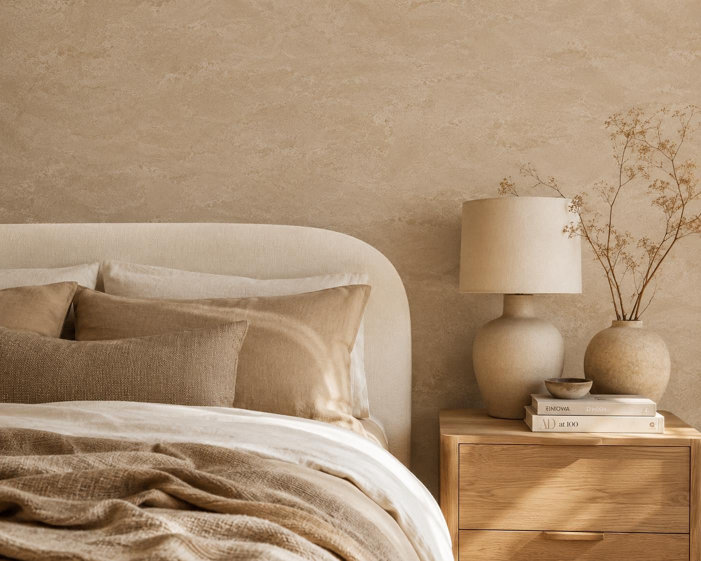 Sandstone Texture Wallpaper: Warm Neutral Stone Wall Mural