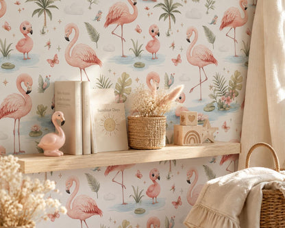 Flamingo Wallpaper: Pink Bird Nursery Mural