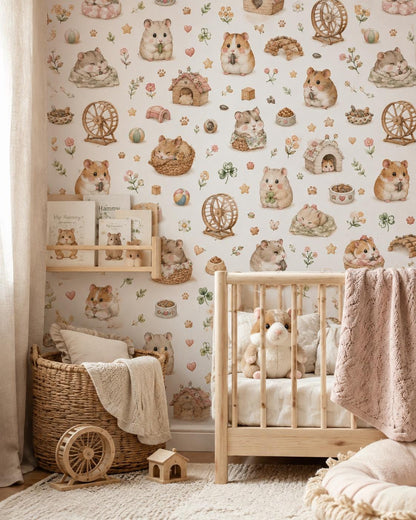 Hamster Peel and Stick Wallpaper Mural: Pet Playroom Decor