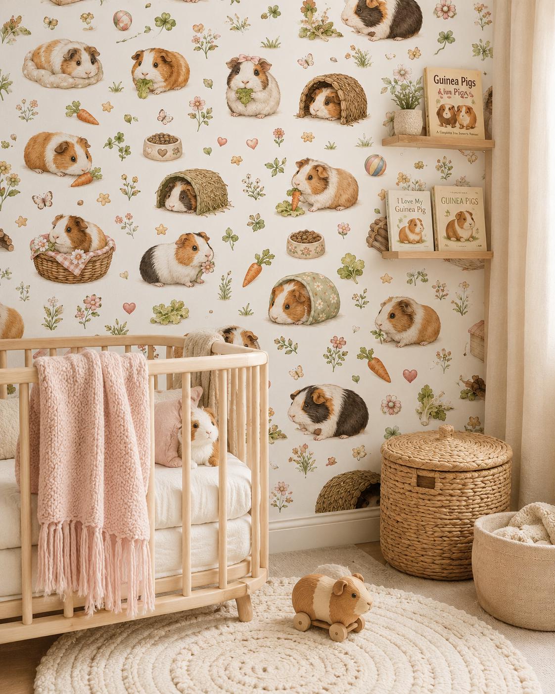 Guinea Pig Wallpaper: Sweet Pet Nursery Mural