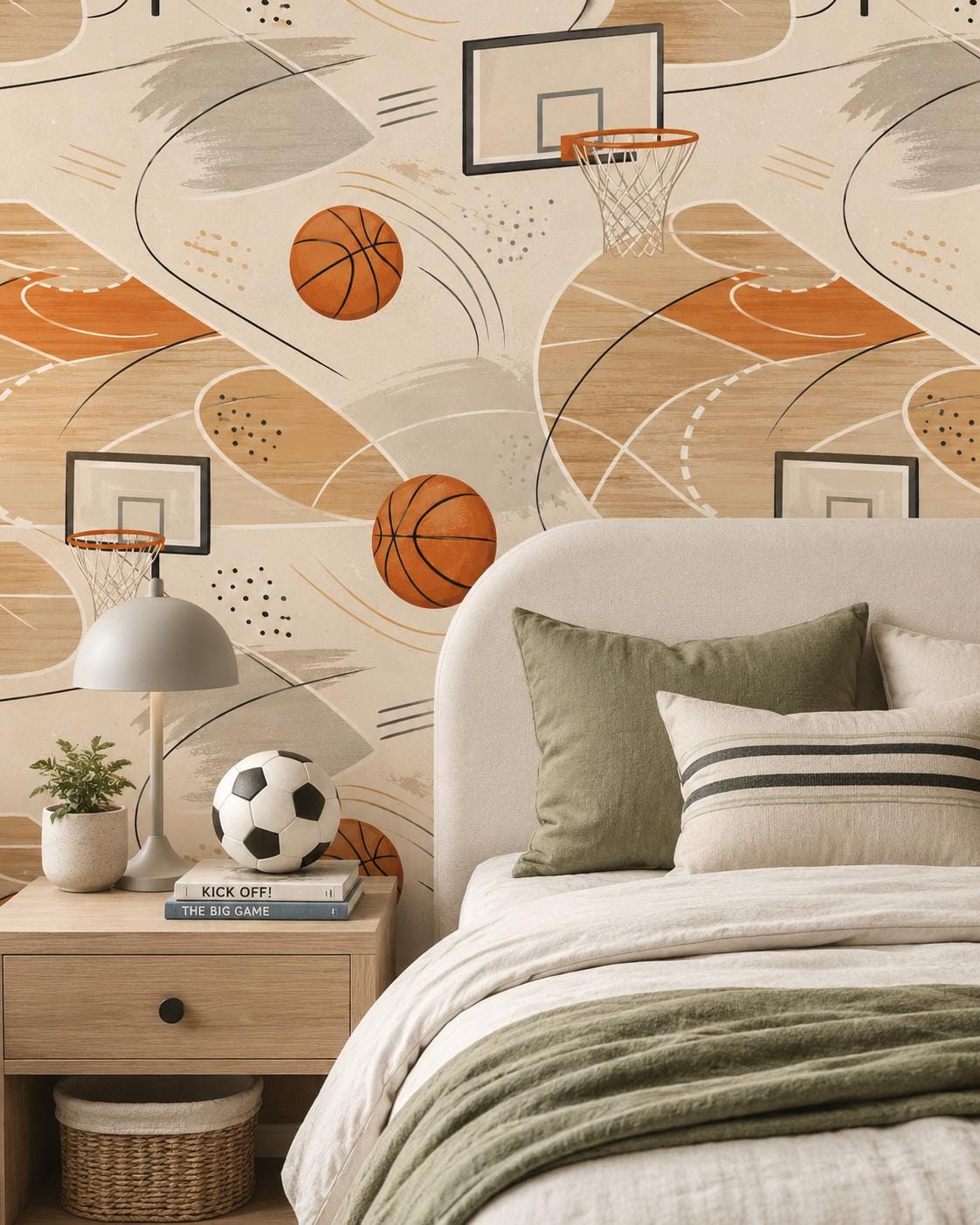 Kids Basketball Wallpaper: Court Wall Mural for Boys Room