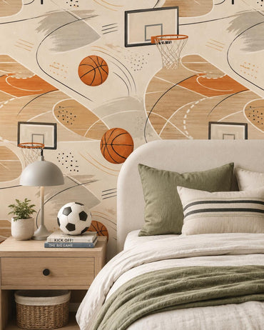 Kids Basketball Wallpaper: Court Wall Mural for Boys Room