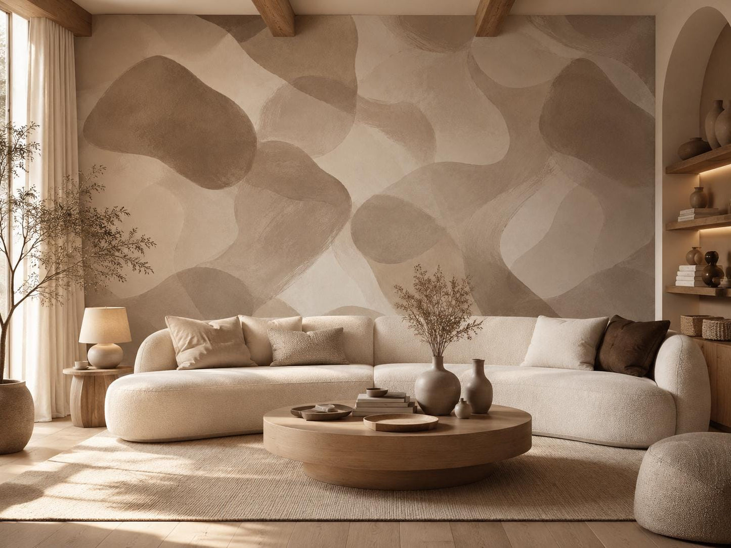 Taupe Mocha Abstract Wallpaper: Warm Earth Wall Mural