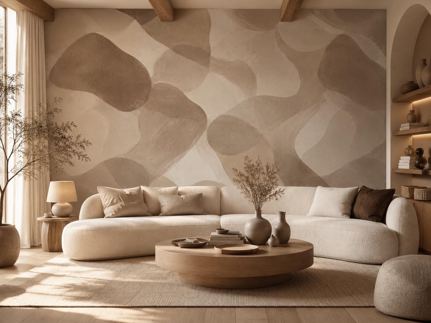 Taupe Mocha Abstract Wallpaper: Warm Earth Wall Mural