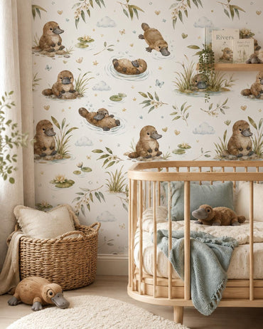 Platypus River Wallpaper: Australian Animal Nursery Mural