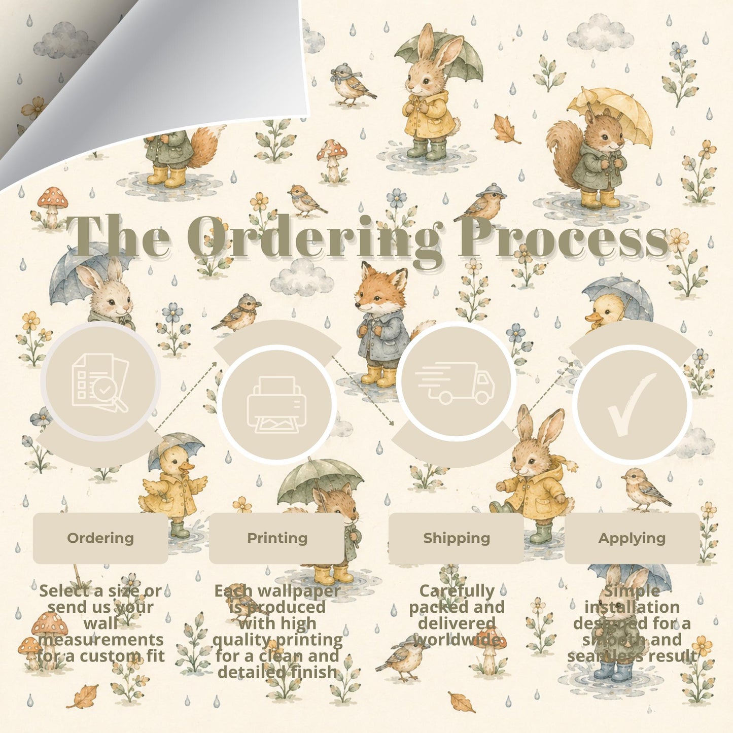 Rainy Day Woodland Wallpaper: Cozy Nursery Wall Mural